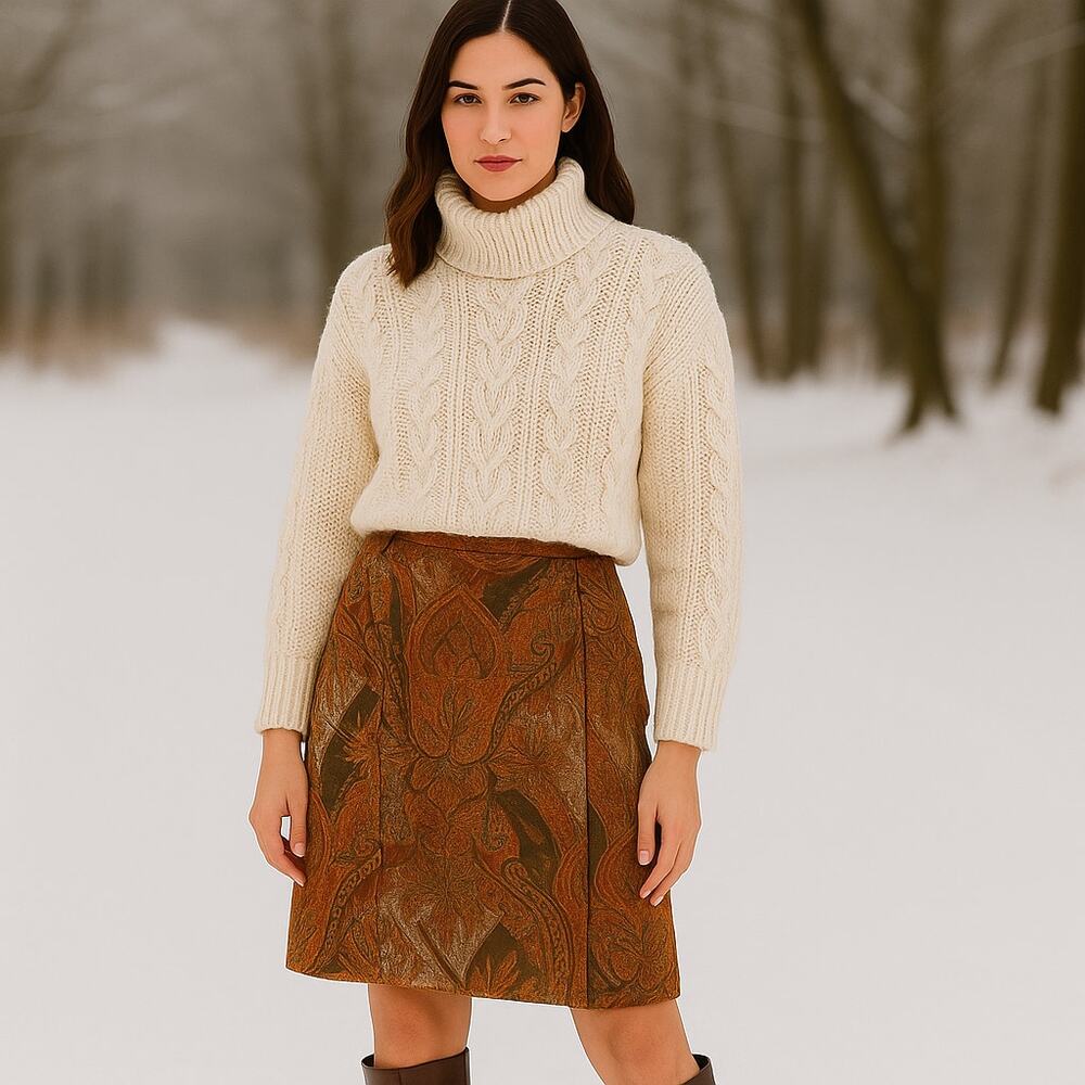 Carlisle VTG SZ 12 (Runs Small) 100% Wool Moody Wrap Style Pencil Skirt Lined